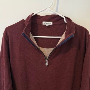 Peter Millar Men's Maroon Zip-Up Sweater